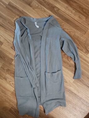 Tickled Teal Women's Light Blue Open-Front Cardigan